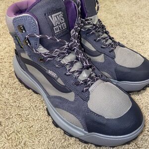 New Vans MTE Crestline Waterproof Shoes in the Dark Grey/Purple colorway